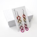 Lesbian flag earrings, simple LGBTQ chainmail jewelry, Pride Month gifts