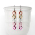 Lesbian flag earrings, simple LGBTQ chainmail jewelry, Pride Month gifts