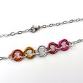 Lesbian pride sunset flag necklace, 5 tiny knots of each color, choose your length, gifts for Pride Month