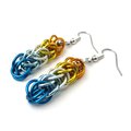 Aroace pride earrings, chainmail full Persian weave, lightweight anodized aluminum LGBTQIA jewelry