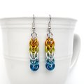 Aroace pride earrings, chainmail full Persian weave, lightweight anodized aluminum LGBTQIA jewelry