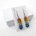 Aroace pride earrings, chainmail full Persian weave, lightweight anodized aluminum LGBTQIA jewelry