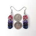 Genderfluid pride earrings, chainmail full Persian weave, lightweight anodized aluminum jewelry