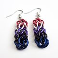 Genderfluid pride earrings, chainmail full Persian weave, lightweight anodized aluminum jewelry