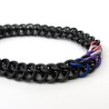 Genderfluid pride stretchy bracelet, chainmail half Persian 3 in 1 weave, discreet LGBTQIA gifts