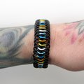 Aroace pride bracelet, stretchy Euro 6 in 1 chainmail weave, aromantic asexual jewelry