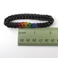 Gay pride stretchy bracelet, chainmail half Persian 3 in 1 weave, discreet rainbow flag LGBTQIA gifts