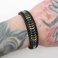 Aroace pride bracelet, stretchy Euro 6 in 1 chainmail weave, aromantic asexual jewelry