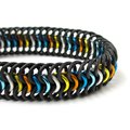 Aroace pride bracelet, stretchy Euro 6 in 1 chainmail weave, aromantic asexual jewelry