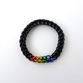 Gay pride stretchy bracelet, chainmail half Persian 3 in 1 weave, discreet rainbow flag LGBTQIA gifts