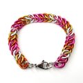 Lesbian pride chainmail bracelet, half Persian 3 in 1 weave, LGBTQ pride month jewelry gifts