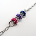 Bi pride anklet, chainmail barrel weave, subtle bisexual jewelry gifts