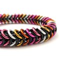 Lesbian pride bracelet, stretchy chainmail box chain, 5 color sunset flag jewelry, LGBTQ gifts