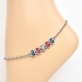 Transgender pride anklet, chainmail barrel weave, subtle trans flag jewelry gifts, anodized aluminum and stainless steel