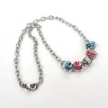 Transgender pride anklet, chainmail barrel weave, subtle trans flag jewelry gifts, anodized aluminum and stainless steel