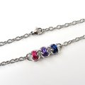 Bi pride anklet, chainmail barrel weave, subtle bisexual jewelry gifts