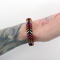 Lesbian pride bracelet, stretchy chainmail box chain, 5 color sunset flag jewelry, LGBTQ gifts