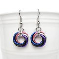 Genderfluid pride earrings, love knot chainmail jewelry; pink, white, purple, black, blue