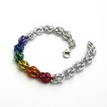 Rainbow chainmail bracelet, gay pride jewelry, LGBTQ bracelet, Sweetpea chainmail weave