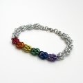 Rainbow chainmail bracelet, gay pride jewelry, LGBTQ bracelet, Sweetpea chainmail weave