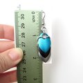 Turquoise, black, and gray earrings, anodized aluminum chainmail dragon scales, team sport game day jewelry, team spirit accessories