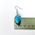 Turquoise, black, and gray earrings, anodized aluminum chainmail dragon scales, team sport game day jewelry, team spirit accessories