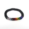 Progress pride flag bracelet, stretchy chainmail half Persian 3 in 1 weave, discreet LGBTQIA jewelry