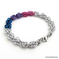 Bisexual pride bracelet, chainmail Sweetpea weave, bi pride jewelry