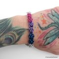 Bisexual pride bracelet, chainmail Sweetpea weave, bi pride jewelry