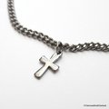 Cross anklet, stainless steel 3mm curb chain anklet