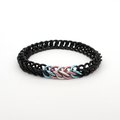 Transgender pride flag bracelet, stretchy chainmail half Persian 3 in 1 weave, subtle and discreet LGBTQIA jewelry