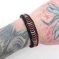 Lesbian pride stretch bracelet, 5 stripe sunset flag, chainmail Euro 6 in 1 weave LGBTQ jewelry