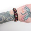 Lesbian pride stretch bracelet, 5 stripe sunset flag, chainmail Euro 6 in 1 weave LGBTQ jewelry