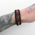 Lesbian pride stretch bracelet, 5 stripe sunset flag, chainmail Euro 6 in 1 weave LGBTQ jewelry