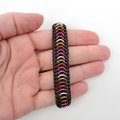 Lesbian pride stretch bracelet, 5 stripe sunset flag, chainmail Euro 6 in 1 weave LGBTQ jewelry