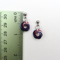 Tiny genderfluid pride earrings, handmade chainmail love knot LGBTQ+ jewelry, stainless steel studs