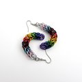 Handmade progress pride flag earrings, LGBTQ+ chainmail full Persian weave jewelry, choose stainless steel hooks or lever backs