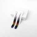 Handmade progress pride flag earrings, LGBTQ+ chainmail full Persian weave jewelry, choose stainless steel hooks or lever backs