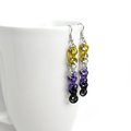 Handmade Nonbinary pride chainmail earrings, double spiral weave LGBTQ+ jewelry, choice of ear wire styles