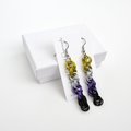 Handmade Nonbinary pride chainmail earrings, double spiral weave LGBTQ+ jewelry, choice of ear wire styles