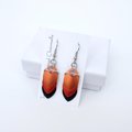 Autumn leaf earrings, chainmail scale fall jewelry in orange and black, Halloween accessories