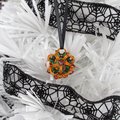 Halloween mini ornament or bag charm, chainmail dodecahedron ball, pumpkin orange and green seasonal decoration