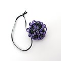 Halloween bag charm or mini ornament, handmade chainmail dodecahedron ball - purple, black, and green seasonal decoration