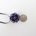 Halloween bag charm or mini ornament, handmade chainmail dodecahedron ball - purple, black, and green seasonal decoration