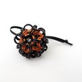 Halloween ornament, handmade chainmail dodecahedron ball, black and orange fall seasonal decoration