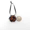 Halloween ornament, handmade chainmail dodecahedron ball, black and orange fall seasonal decoration