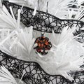 Halloween ornament, handmade chainmail dodecahedron ball, black and orange fall seasonal decoration