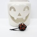 Halloween ornament, handmade chainmail dodecahedron ball, black and orange fall seasonal decoration