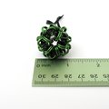 Halloween ornament in gothic green and black, handmade chainmail dodecahedron ball, unique bag charm