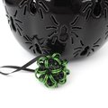 Halloween ornament in gothic green and black, handmade chainmail dodecahedron ball, unique bag charm